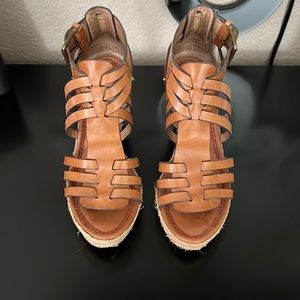 Trask wedge leather platform sandal. Size 7. Worn but in good shape. 3 3/4” heel